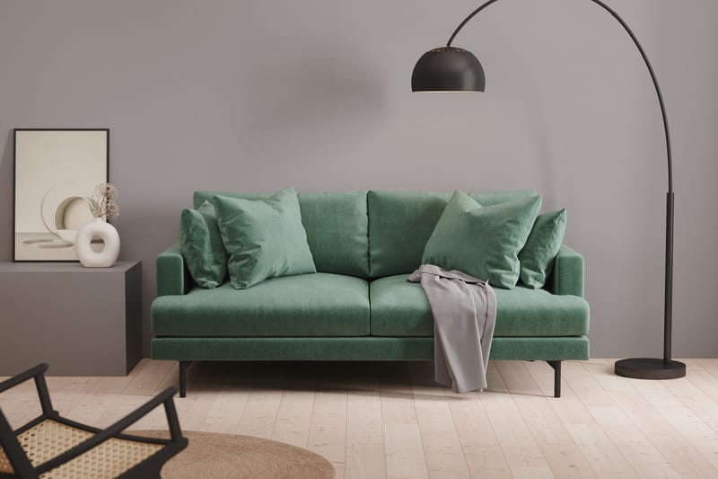 Menard 3-personers Dyb Fløjlssofa - Mørkegrøn - Møbler - Sofaer - 3 personers sofa