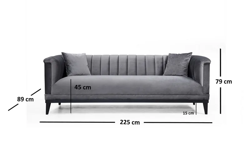 Mezonzo 3-Pers. Sofa - Grå - Møbler - Sofaer - 3 personers sofa