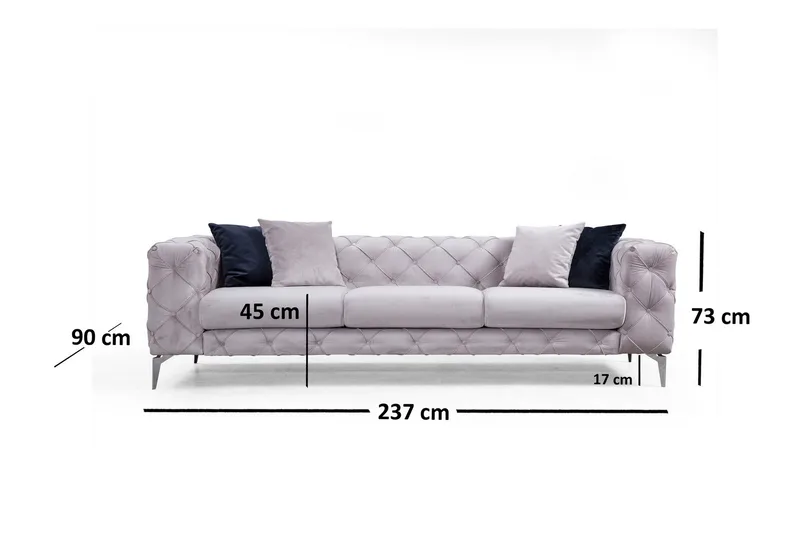Mezonzo 3-Pers. Sofa - Lysegrå - Møbler - Sofaer - 3 personers sofa