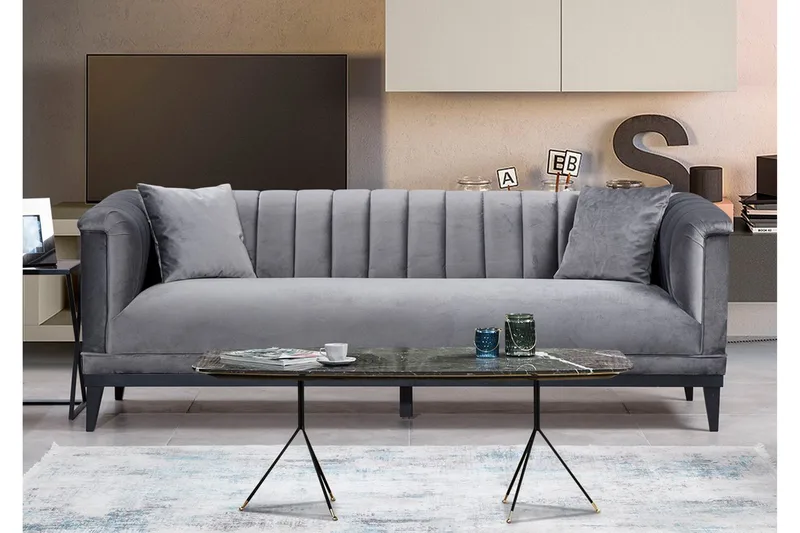 Mezonzo 3-Pers. Sofa - Grå - Møbler - Sofaer - 3 personers sofa