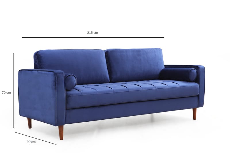 Mirrilnesh Sofa 3-Pers. - Marinblå - 3 personers sofa