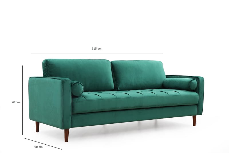 Mirrilnesh Sofa 3-Pers. - Grøn - 3 personers sofa