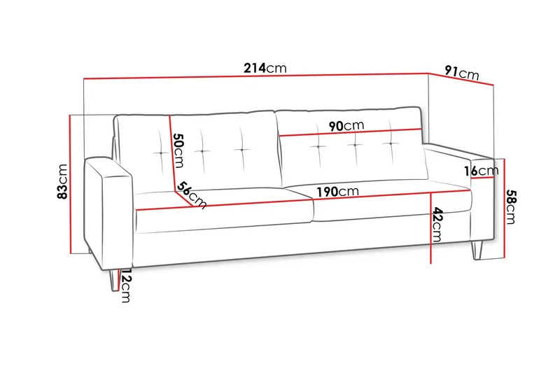 mist sofa 154x91x83 cm - Møbler - Sofaer - 3 personers sofa