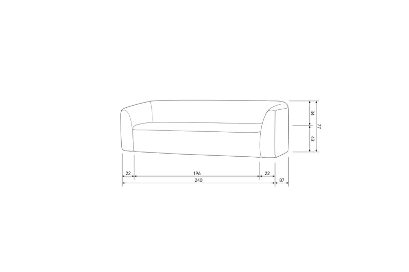 Mooli Sofa 3-personers - Perlehvid - 3 personers sofa