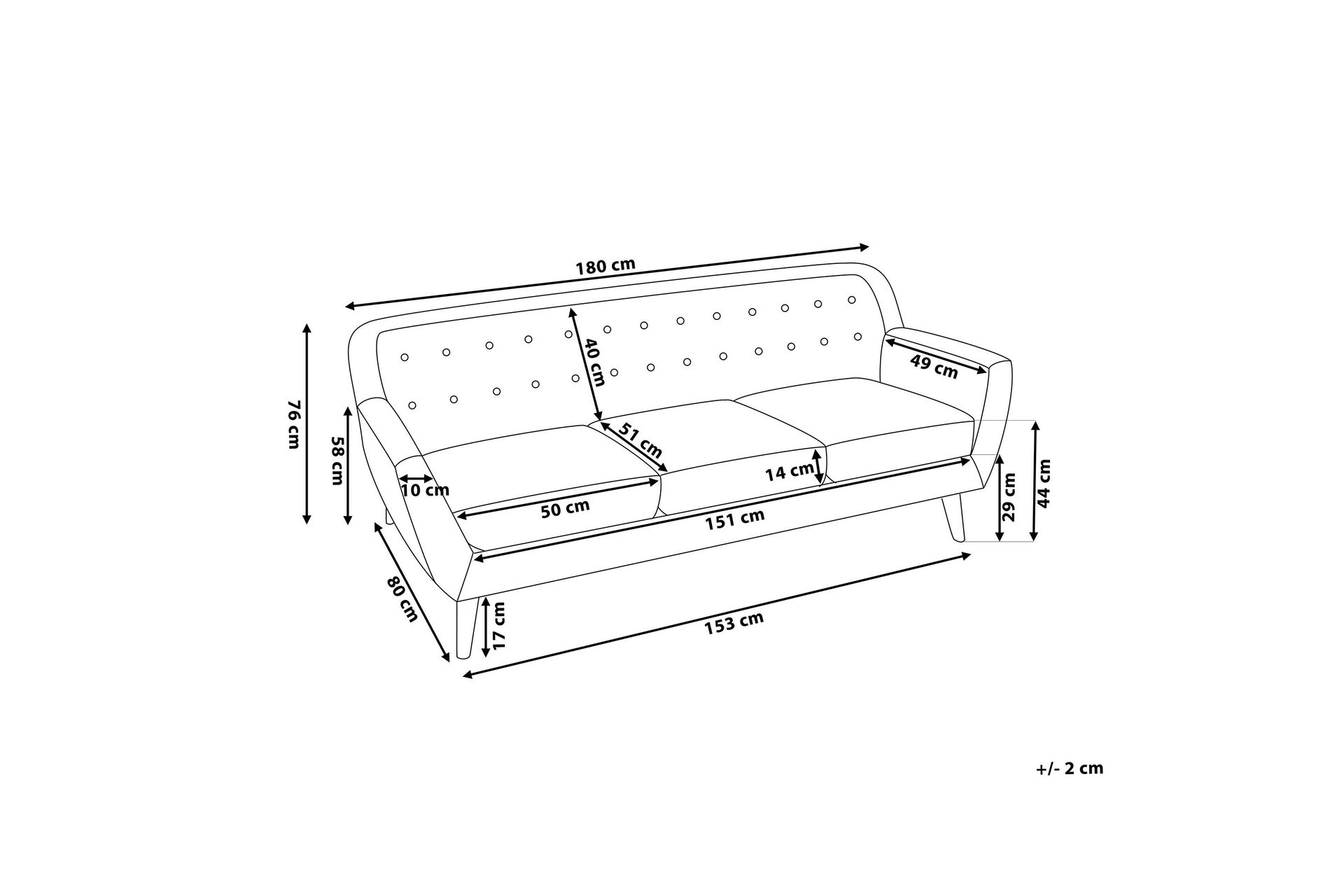 Motala Sofa 3 sæder - Grå - Møbler - Sofaer - 3 personers sofa