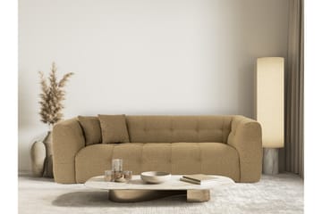 Octavian 3-personers Sofa med Knappet Design i Bouclé - Brun - Møbler - Sofaer - 3 personers sofa