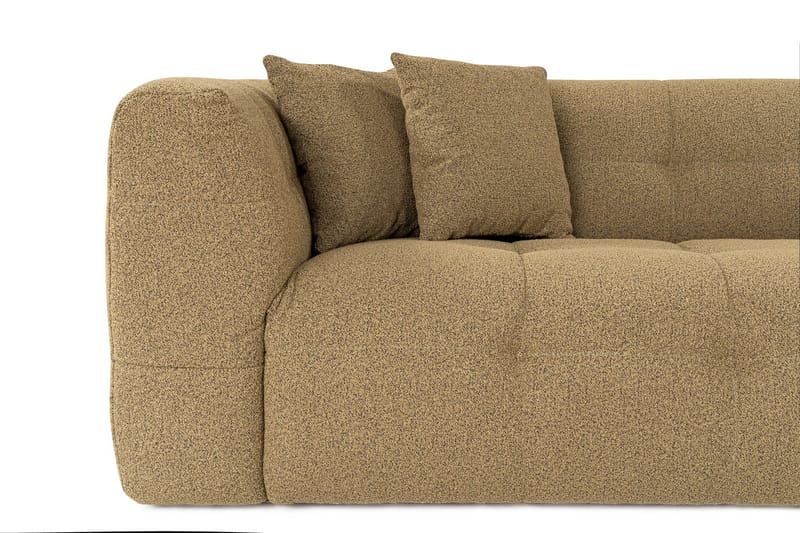 Octavian 3-personers Sofa med Knappet Design i Bouclé - Brun - Møbler - Sofaer - 3 personers sofa