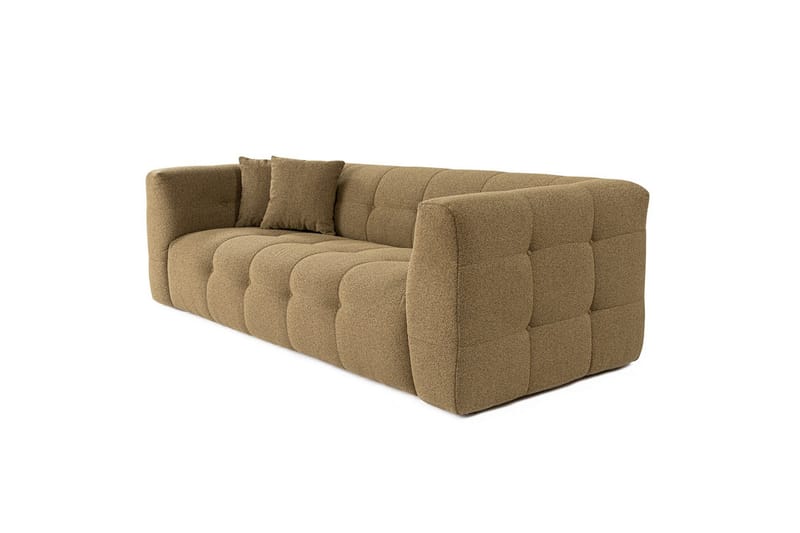 Octavian 3-personers Sofa med Knappet Design i Bouclé - Brun - Møbler - Sofaer - 3 personers sofa