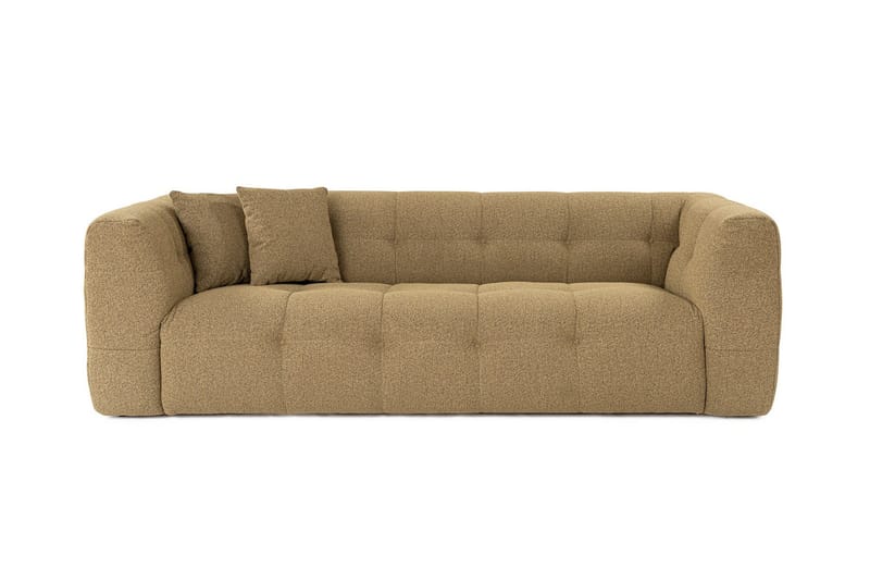 Octavian 3-personers Sofa med Knappet Design i Bouclé - Brun - Møbler - Sofaer - 3 personers sofa