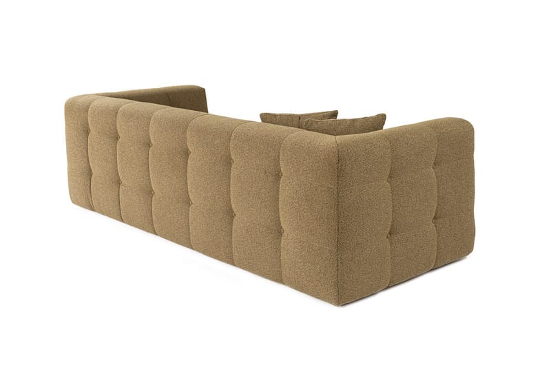 Octavian 3-personers Sofa med Knappet Design i Bouclé - Brun - Møbler - Sofaer - 3 personers sofa