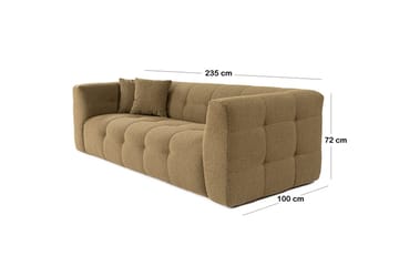 Octavian 3-personers Sofa med Knappet Design i Bouclé - Brun - Møbler - Sofaer - 3 personers sofa