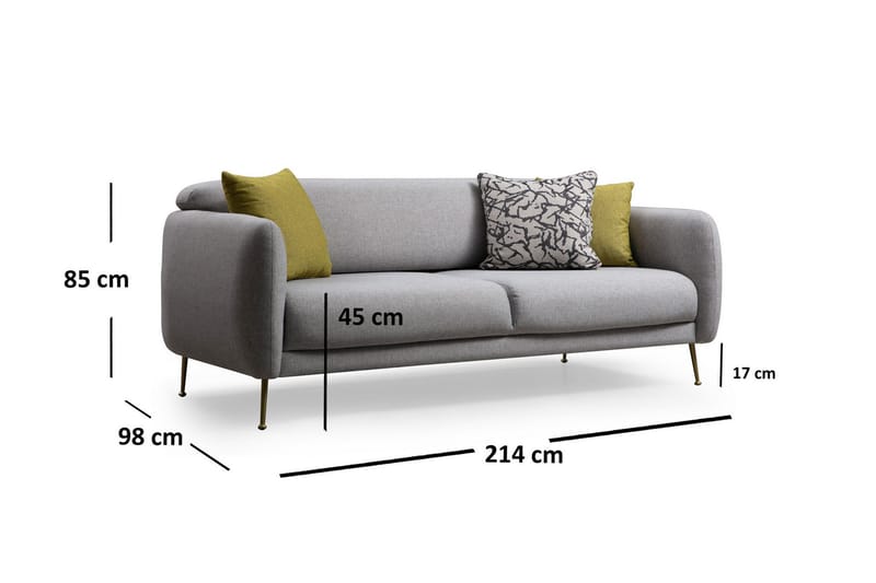 Panchenko 3-Pers. Sofa - Grå - 3 personers sofa