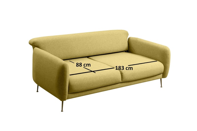 Panchenko Sovesofa Runde Armlæn 88x183 cm i Stof - Gul - Møbler - Sofaer - Sovesofaer - 3 personers sovesofa
