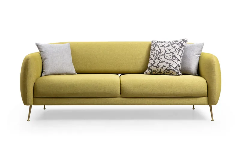 Panchenko Sovesofa Runde Armlæn 88x183 cm i Stof, Gul