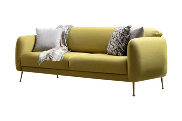 Panchenko Sovesofa Runde Armlæn 88x183 cm i Stof - Gul - Møbler - Sofaer - Sovesofaer - 3 personers sovesofa