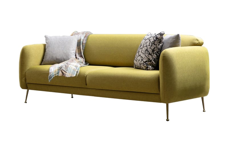 Panchenko Sovesofa Runde Armlæn 88x183 cm i Stof - Gul - Møbler - Sofaer - Sovesofaer - 3 personers sovesofa