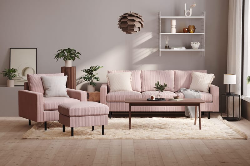 Peppe 3-personers Manchester Sofa - Rosa - Møbler - Sofaer - 3 personers sofa