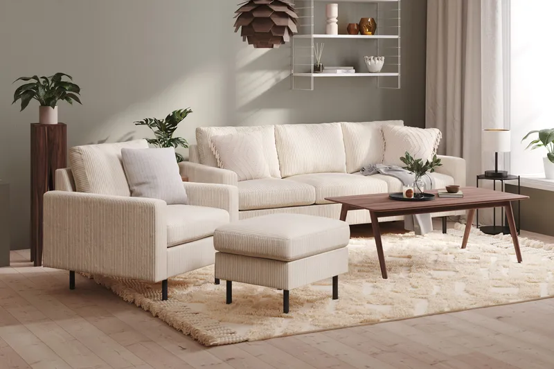 Peppe 3-personers Manchester Sofa - Beige - Møbler - Sofaer - 3 personers sofa