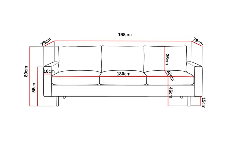 Peppe 3-personers Stofsofa - Mørkegrå - Møbler - Sofaer - 3 personers sofa