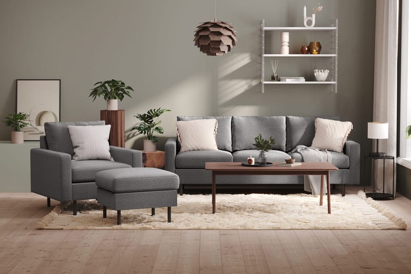 Peppe 3-personers Stofsofa - Lysegrå - Møbler - Sofaer - 3 personers sofa