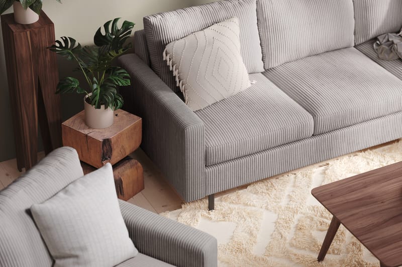 Peppe 3-personers Manchestersofa - Grå - Møbler - Sofaer - 3 personers sofa