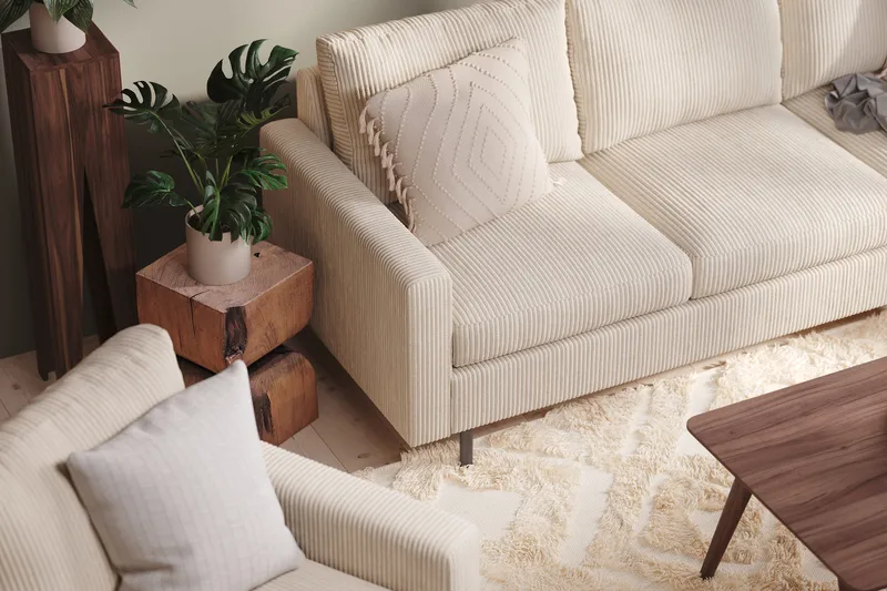 Peppe 3-personers Manchester Sofa - Beige - Møbler - Sofaer - 3 personers sofa