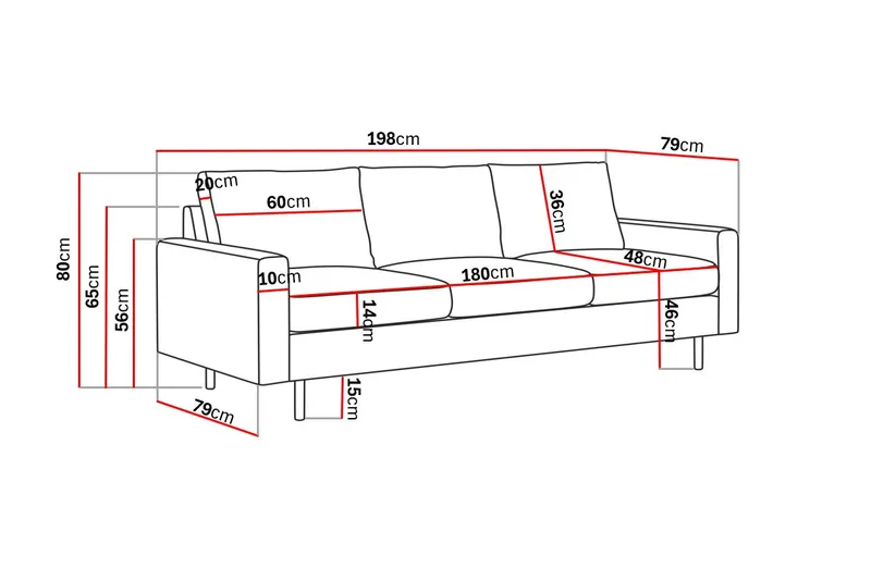 Peppe 3-personers Manchester Sofa - Rosa - Møbler - Sofaer - 3 personers sofa