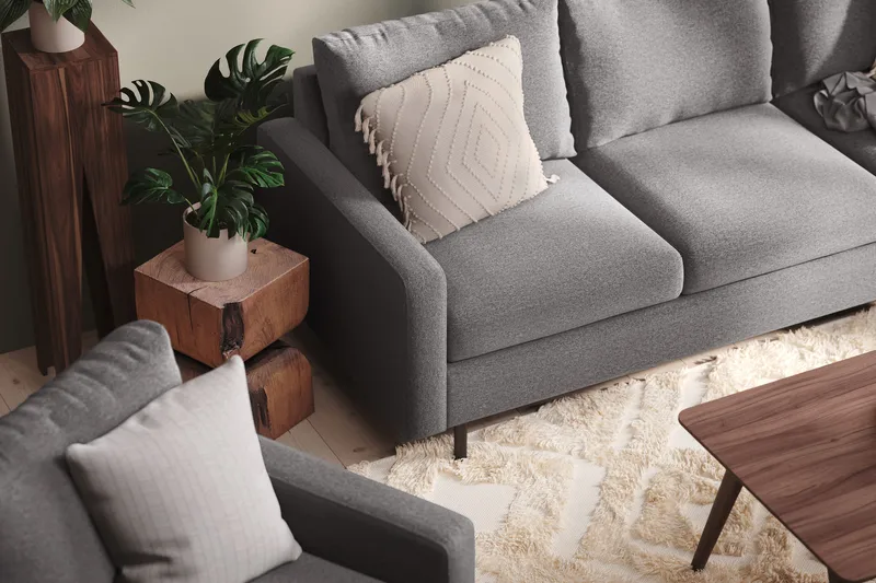 Peppe 3-personers Stofsofa - Lysegrå - Møbler - Sofaer - 3 personers sofa