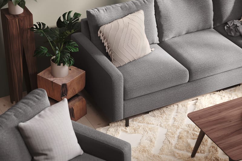 Peppe 3-personers Stofsofa - Lysegrå - Møbler - Sofaer - 3 personers sofa