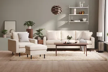 Peppe 3-personers Manchester Sofa - Beige - Møbler - Sofaer - 3 personers sofa