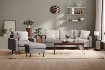 Peppe 3-personers Manchestersofa - Mørkegrå - Møbler - Sofaer - 3 personers sofa