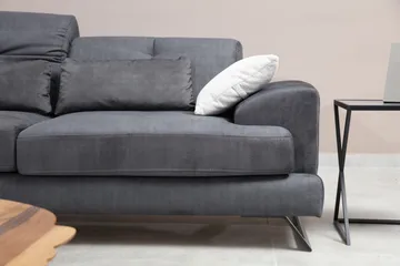 Raedeke Dyb Sofa Justerbar Rygstøtte 225 cm i Stof - Sort - Møbler - Sofaer - 3 personers sofa