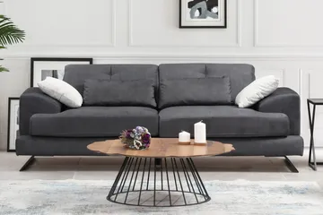 Raedeke Dyb Sofa Justerbar Rygstøtte 225 cm i Stof - Sort - Møbler - Sofaer - 3 personers sofa