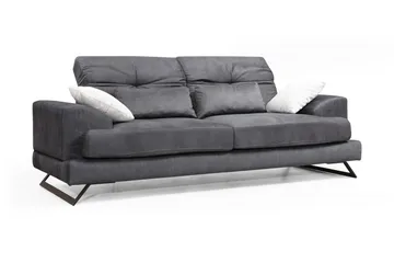 Raedeke Dyb Sofa Justerbar Rygstøtte 225 cm i Stof - Sort - Møbler - Sofaer - 3 personers sofa