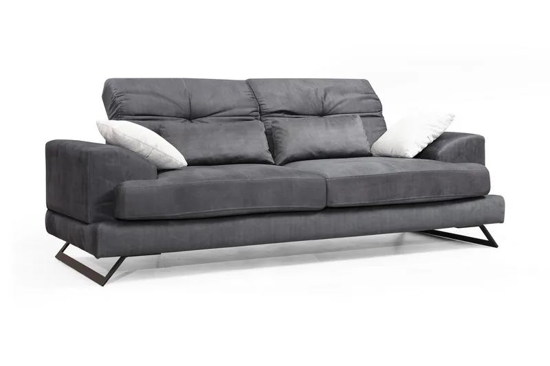 Raedeke Dyb Sofa Justerbar Rygstøtte 225 cm i Stof, Sort