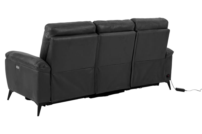 Ranas 3-Pers. Sofa Elektrisk - Grå/Sort - 3 personers sofa