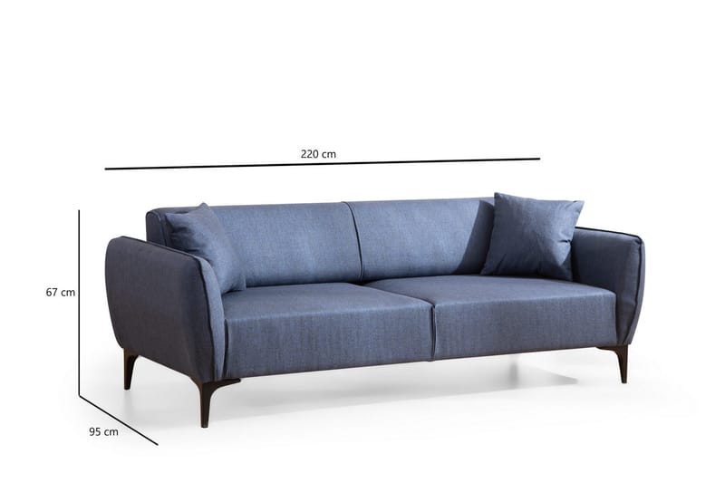 Rossland Sofa 3-personers - Blå - Møbler - Sofaer - 3 personers sofa