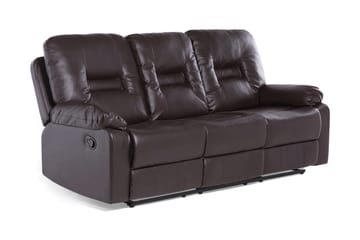 Rovik 3-personers Reclinersofa i Kunstlæder med Metalstel - Brun - Møbler - Sofaer - 3 personers sofa