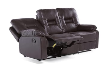 Rovik 3-personers Reclinersofa i Kunstlæder med Metalstel - Brun - Møbler - Sofaer - 3 personers sofa