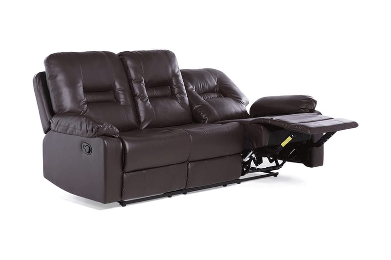 Rovik 3-personers Reclinersofa i Kunstlæder med Metalstel - Brun - Møbler - Sofaer - 3 personers sofa