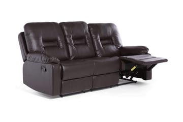 Rovik 3-personers Reclinersofa i Kunstlæder med Metalstel - Brun - Møbler - Sofaer - 3 personers sofa