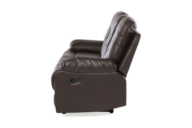 Rovik 3-personers Reclinersofa i Kunstlæder med Metalstel - Brun - Møbler - Sofaer - 3 personers sofa