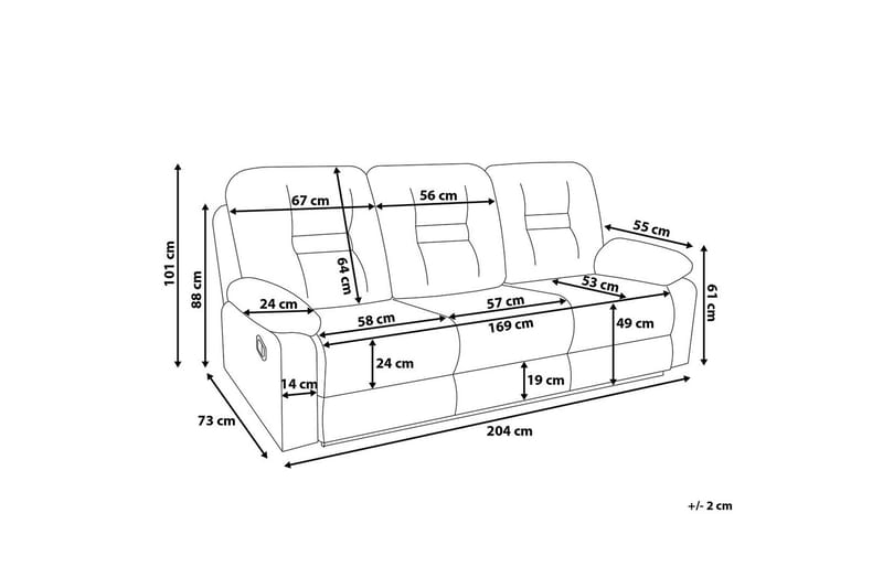 Rovik sofa 3-personers - Sort - M øbler - Sofaer - 3 personers sofa