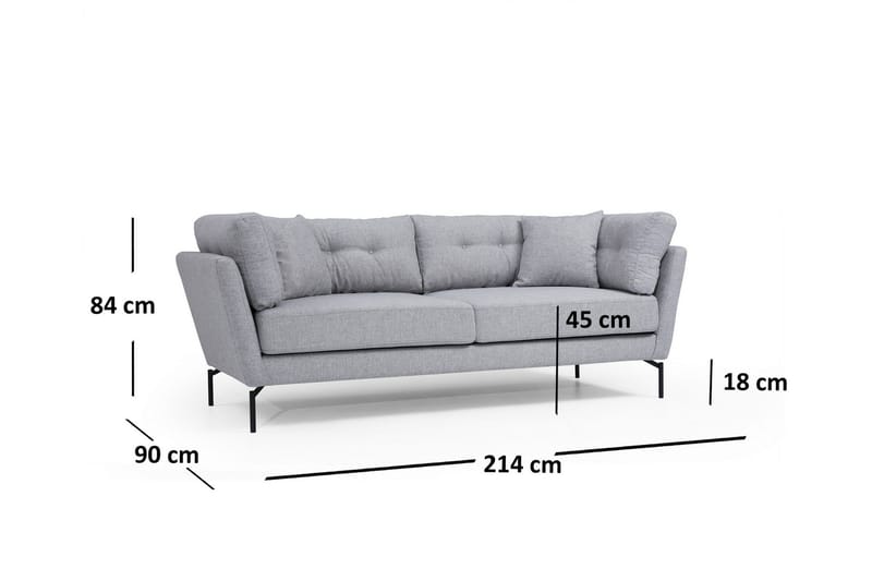 Schirra 3-Pers. Sofa - Grå - Møbler - Sofaer - 3 personers sofa