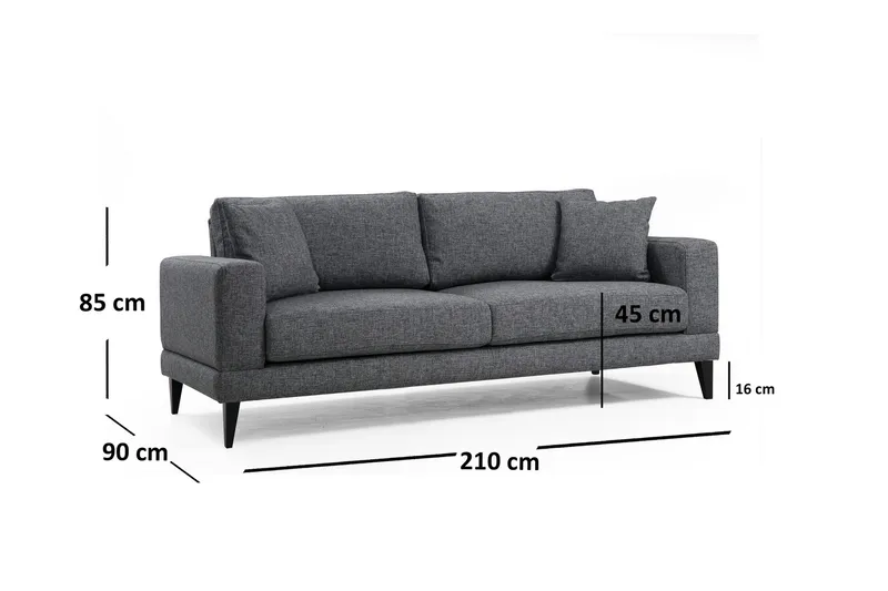 Selder 3-Pers. Sofa - Grå - Møbler - Sofaer - 3 personers sofa