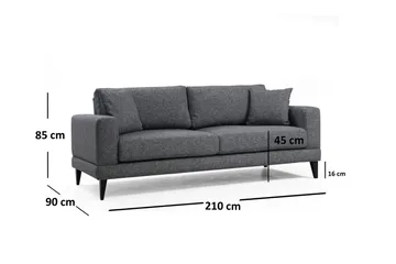 Selder 3-Pers. Sofa - Grå - Møbler - Sofaer - Sovesofaer - 3 personers sovesofa
