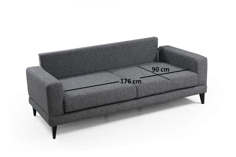 Selder 3-Pers. Sofa - Grå - 3 personers sofa