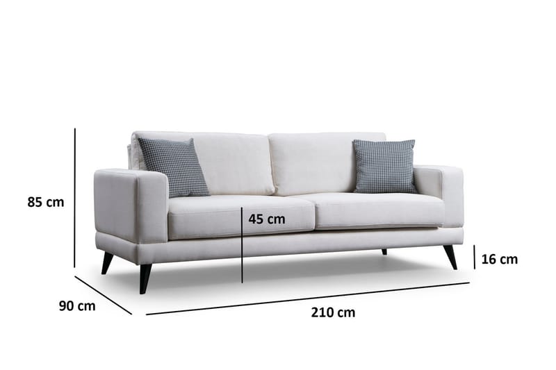 Selder 3-personers Sofa - Beige/Sort - 3 personers sofa