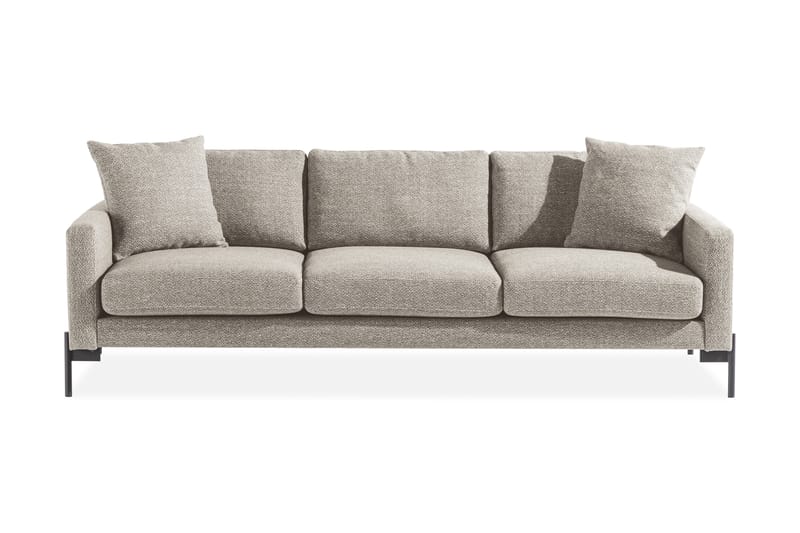 Skonsam 3-personers Sofa med Pyntepuder - Beige - Lædersofaer - Velour sofaer - 3 personers sofa - 4 personers sofa - Sofaer - 2 personers sofa