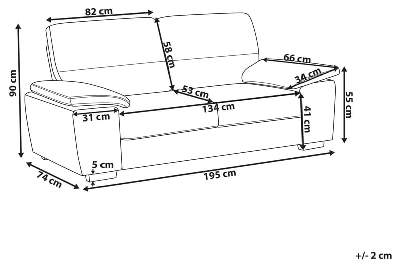 Sofa Sofa 3 sæder - Brun - 3 personers sofa